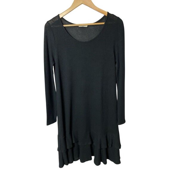 Promesa Dresses & Skirts - Promesa Women's Black Sweater Dress M Long Sleeve Ruffle Hem Soft Knit Boho USA